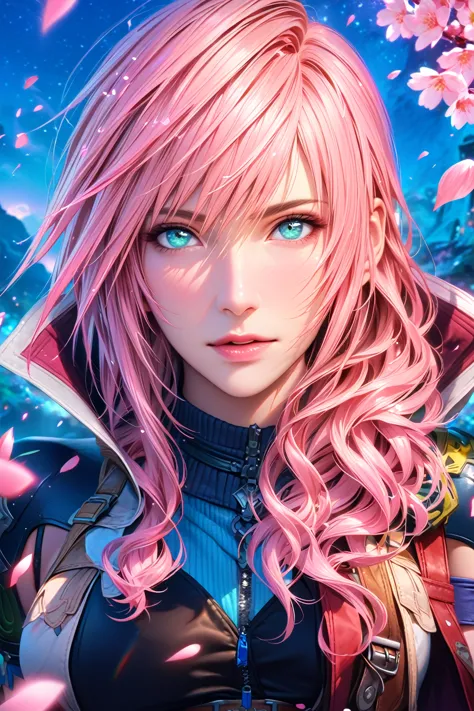 absurdres, highres, ultra detailed, hdr, master piece, detailed face, detailed eyes, claire farron, wavy pink hair, expressive l...