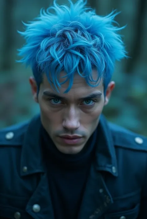 A man with a sixth sense、 blue hair 、