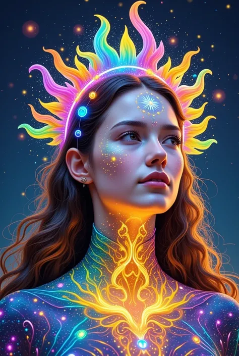 Create a high-quality, ultra-detailed portrait image of a music lover whose marvelous face is well-detailed, creating a mesmerizing effect. The skin of the music lover resembles a texture with engraved musical notes and symbols of cosmic origin from a neig...