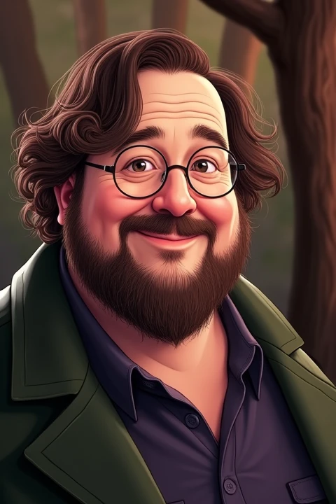 Illustrate Peter Jackson as an animated character