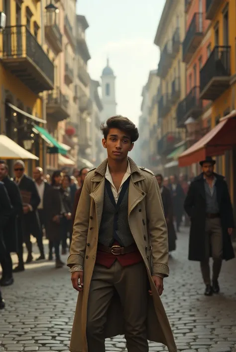 Alba, Woke up in the middle of a bustling and vibrant city,  but clearly different from his own .  He looked around and realized he was in the 18th century.