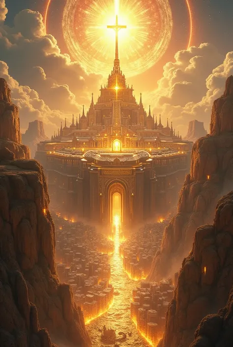 Create an image of the new heavenly Jerusalem as described in the Apocalypse 