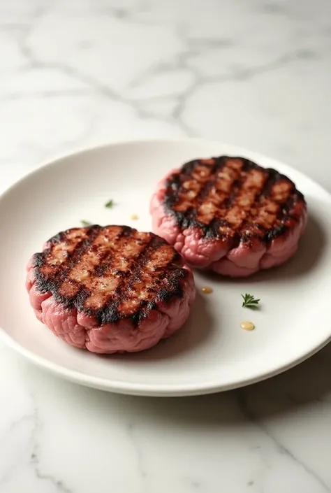 Create an image of two patties on a plate