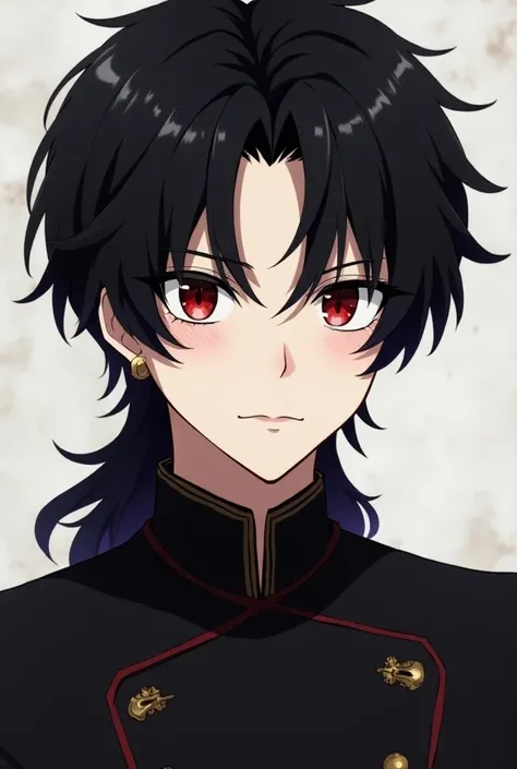 prince、Black Hair, Red eyes,  close your mouth,  simple background , anime, anime風, Noble uniform