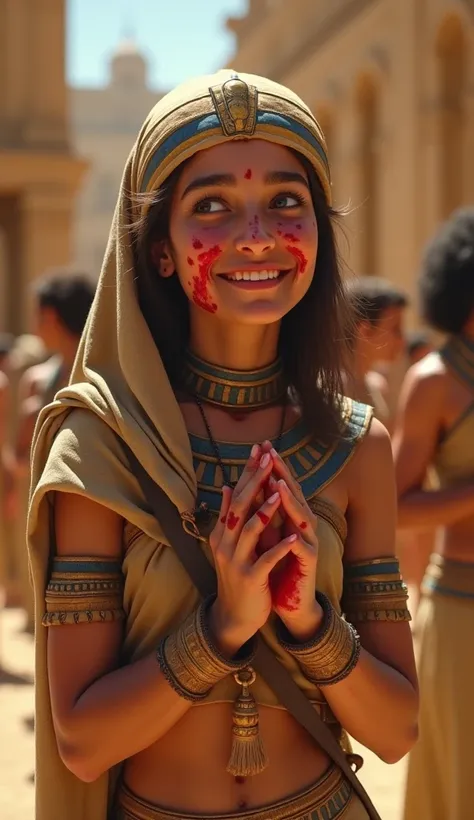  Portrait scene ,  Egyptian peasants with visible and painful skin ulcers, taking care of themselves and trying to avoid contact ., in ancient Egypt,  best quality , 8k,  extremely detailed , ANIME STYLE