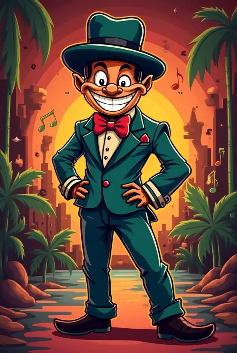 Retro cartoon gimmicky jazz man mascot