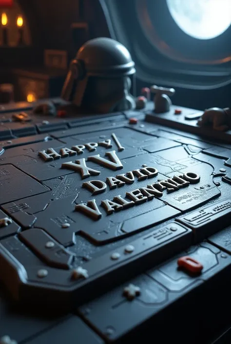  Create a cake of a floor where it says: (Happy XV DAVID VALENTINO ) Star Wars-themed