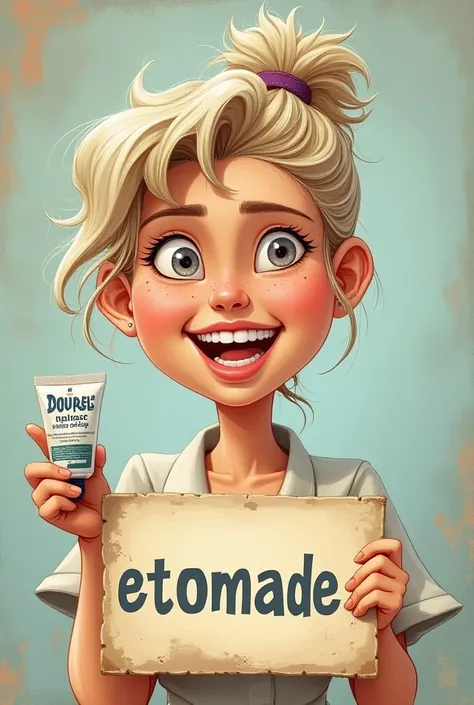 Caricature. 
Une publicité pour une pommade qui soigne les douleurs annales.
Le nom du médicament est : "état profond".
Le slogan : 
- Douleurs annales ?
- État profond !
Sur laffiche on voit le tube de pommade.