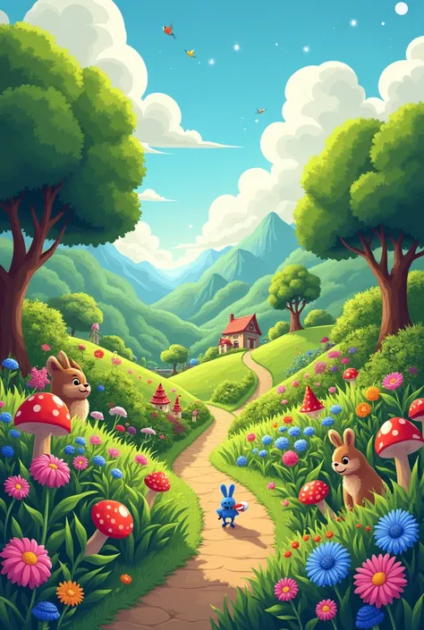 Garden cartoon landscape