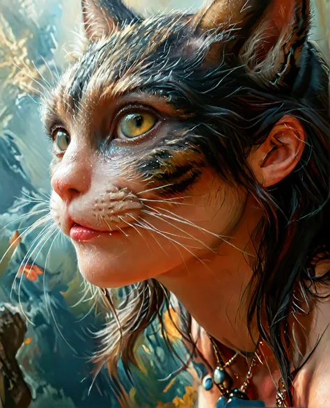 A fantasy woman-cat hybrid, large female buttocks, female breasts, four paws, fur, cat-like face with human features, (best quality,4k,8k,highres,masterpiece:1.2),ultra-detailed,(realistic,photorealistic,photo-realistic:1.37),fantasy art,highly detailed fa...