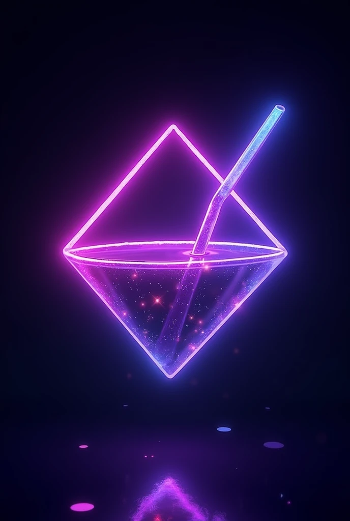 diamond logo with a straw as if it were a neon glass in purple, blue and pink