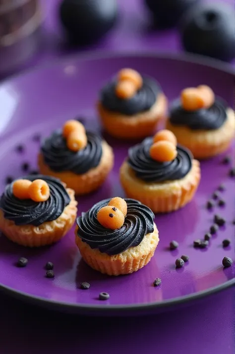 table with mini coxinha decorated for a gym opening with the colors black and purple