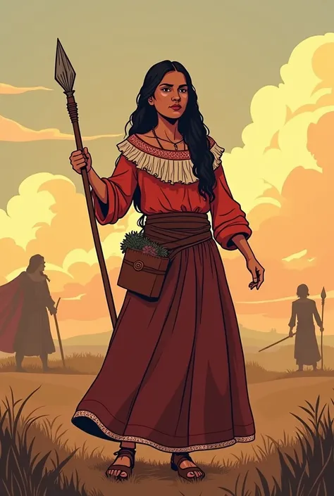  Animated illustration by Micaela Bastidas Puyucahua a Peruvian , leader and strategist in the indigenous revolution of 1780 ,  managed to involve hundreds of women in the fight against Spanish oppression.IN FULL BODY ANIMATED