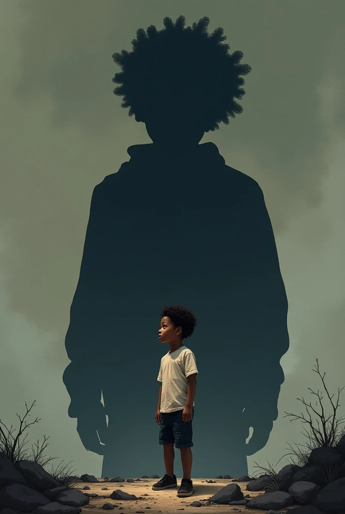 Illustrated comic book cover: The Shadow of Rejection Bullying Carlos, an Afro-Albino haired male boy, face discrimination because of his race. 