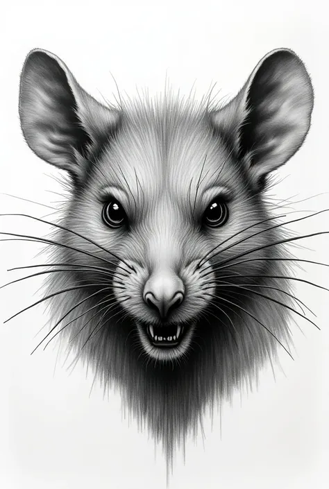 A hatched drawing of the face of a sinister rat and rocker. Impressive 1970 classic 