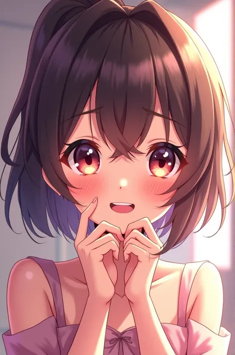 Flirty anime-style girl smiling