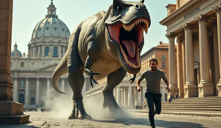  Man from Super Giant Man-Eating Tyrannosaurus々Desperately runs away、The historic center of Rome is chasing me 、 the Papal States and the Basilica of San Paolo Fuori le Mura