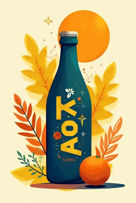  An abstract design in vibrant shades of yellow and deep blue ,  inspired by Inca Kola and Inca culture .  The composition subtly suggests the shape of a bottle using an abstract vertical structure , without showing it literally .  Incorporate elements suc...