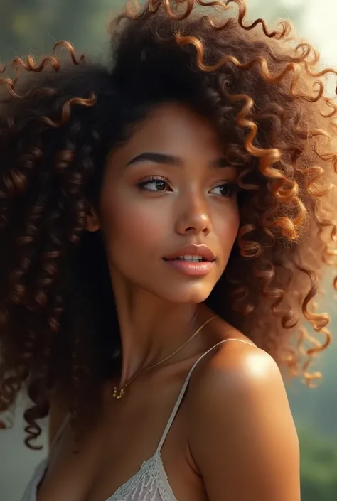 Human woman with curly hair 
