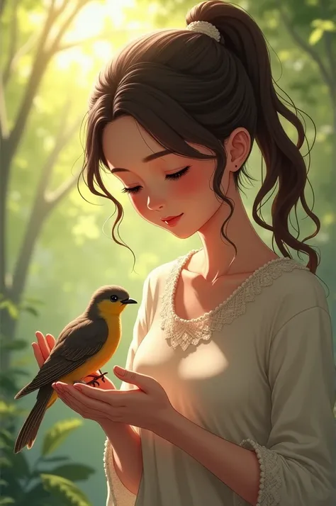 One day, she saw an injured bird and healed it.