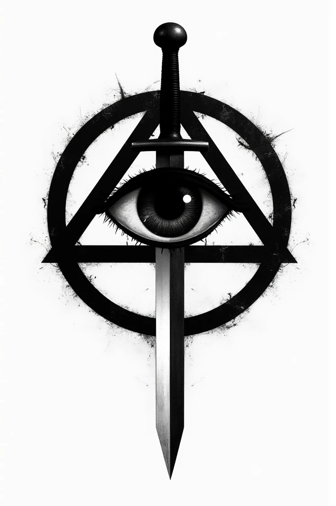 Illuminati logo black white with dagger stab the eye middle