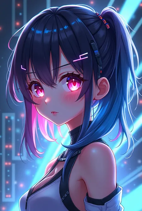 Create an image of cyber anime girl fo pfp