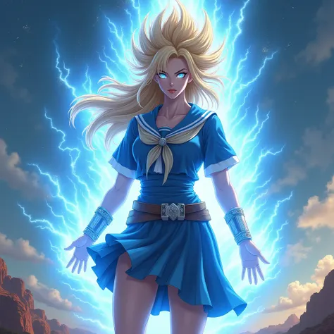  Super Saiyan、Women、 sailor suit、Blue Aura