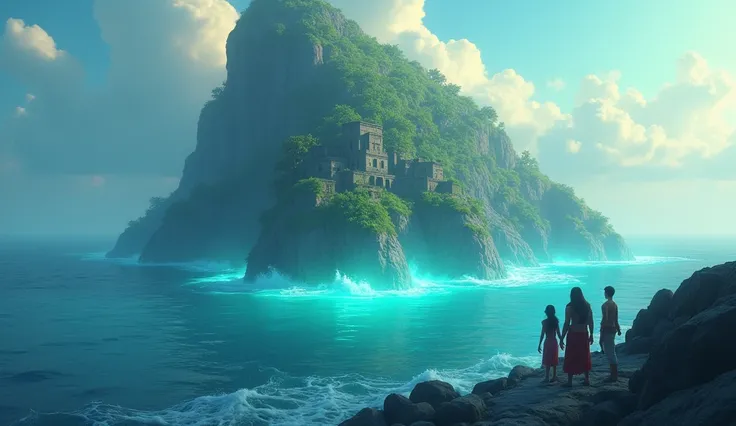 As Arjun and his friends venture deeper into the ocean, they face the full force of nature. Suddenly, the sea calms. A hidden, glowing island rises from the waters, partially submerged. It is filled with ancient ruins, symbolizing the deep, untold secrets ...