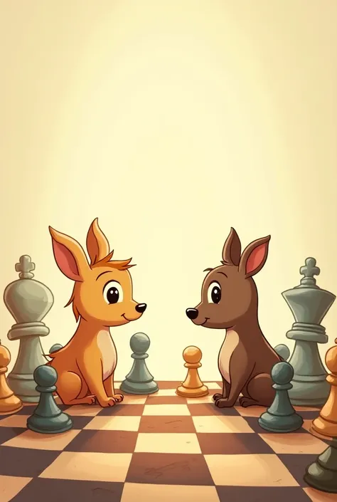 The phrase is " Well played my love" Let the phrase with the cute cartoon come out in Spanish, Were playing chess