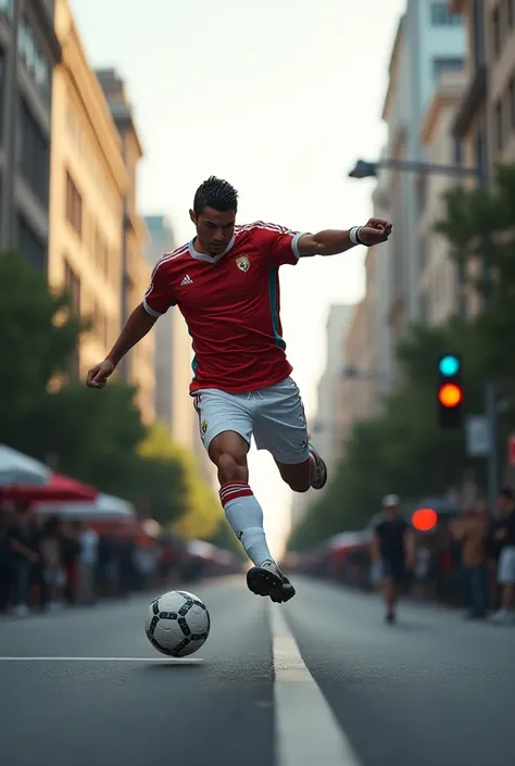 Cristiano Ronaldo running bicycle On the street