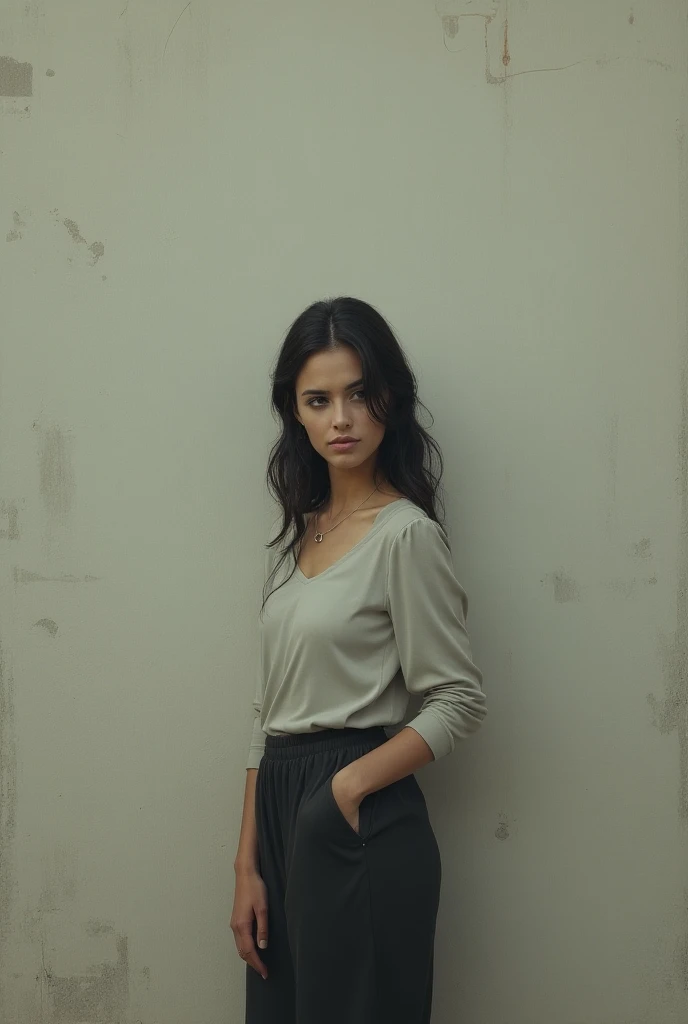 a woman looking in front of a wall