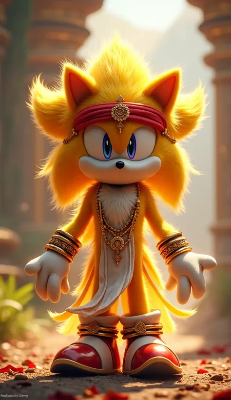  India — Spiritual Sonic

Appearance :  A Sonic with golden fur and lilac eyes ,  symbolizing spirituality .  He wears a red band on his head and ornaments that resemble Indian jewels .  His bracelets have shiny stones that radiate a soft aura .

Skills:

...