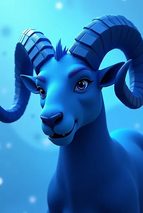 Aries head only in blue tones animated style