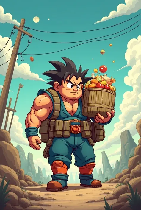 Create a linemanrider image, bring food, but take it as a cartoon dragon ball.