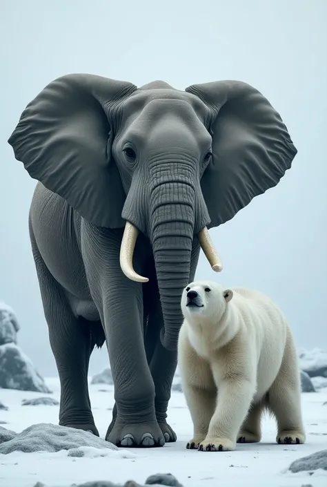 elephant and polar bear in one frame realistic hd quality 