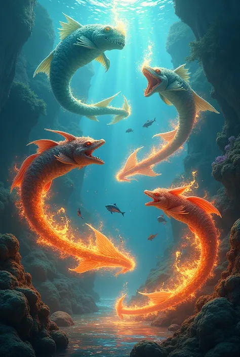 Fire manipulation,  these are different species in underwater sea so they compete with other in a festival give me some pictures