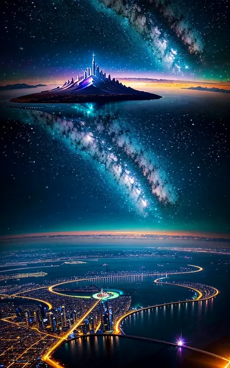  Spectacular Scenery 、 Future Cities 、god秘的、 Vivid 、 is glittering、magic、 Surrealism、god々、 wonderful、Little Star, beautiful view,Impressive Scenery 