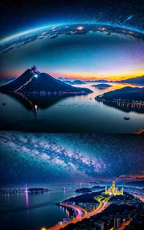  Spectacular Scenery 、 Future Cities 、god秘的、 Vivid 、 is glittering、magic、 Surrealism、god々、 wonderful、Little Star, beautiful view,Impressive Scenery 