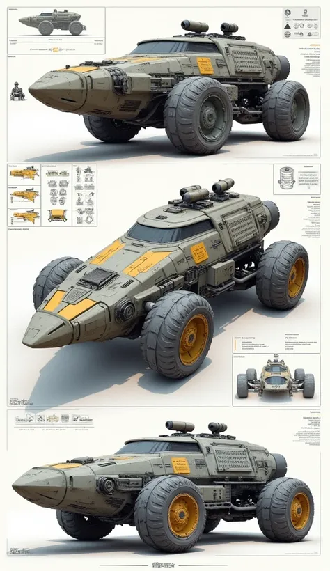 An infographic of platypus shape industrial heavy  space war vehicle armored concept, industrial design futuristic, detail information, in white board