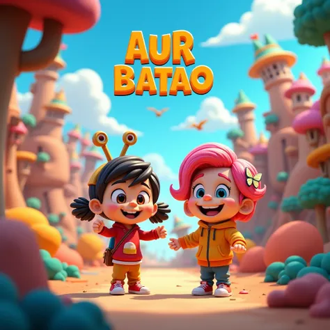 create a bennar for cartoon youtube channel name AUR BATAO 3d 