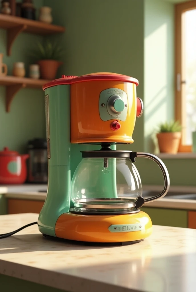 Colourful and vintage coffee maker design
