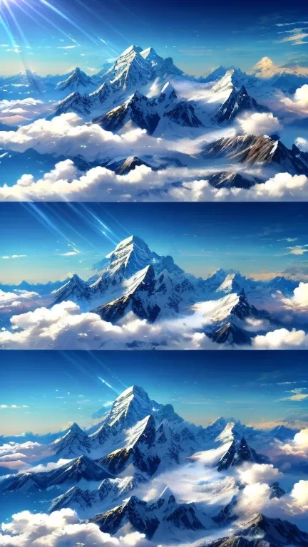 Picture viewed from Mount Everest with a sea of clouds in the background,  beautiful art UHD 4K , Landscape painting,  Anime Art Wallpaper 4K, anime art wallpaper 4k, Detailed painting 4k, 8K high quality, detailed art, Anime Art Wallpaper 8K, 4k detailed ...