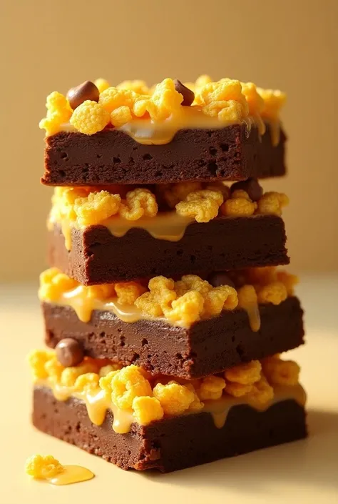 corn flakes coated with honey and sandwiched with brownies