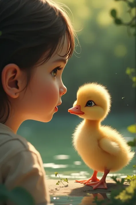 ducking sees a human face looking at it and looking towards them, thinking of them as their mother