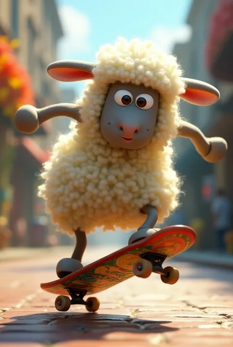 shaun the sheep ride skate board with fun trick