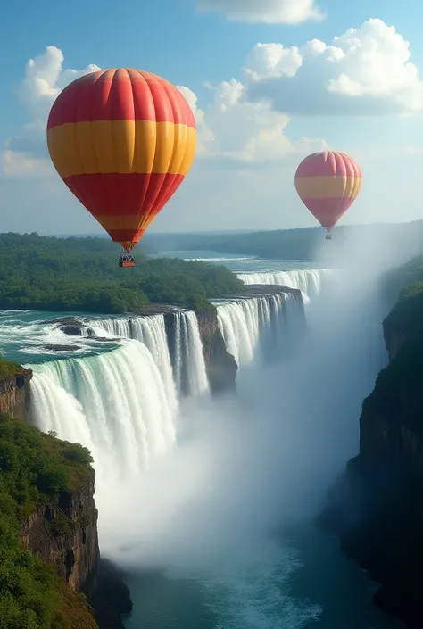 Two big hot air balloon, nigra waterfall 
