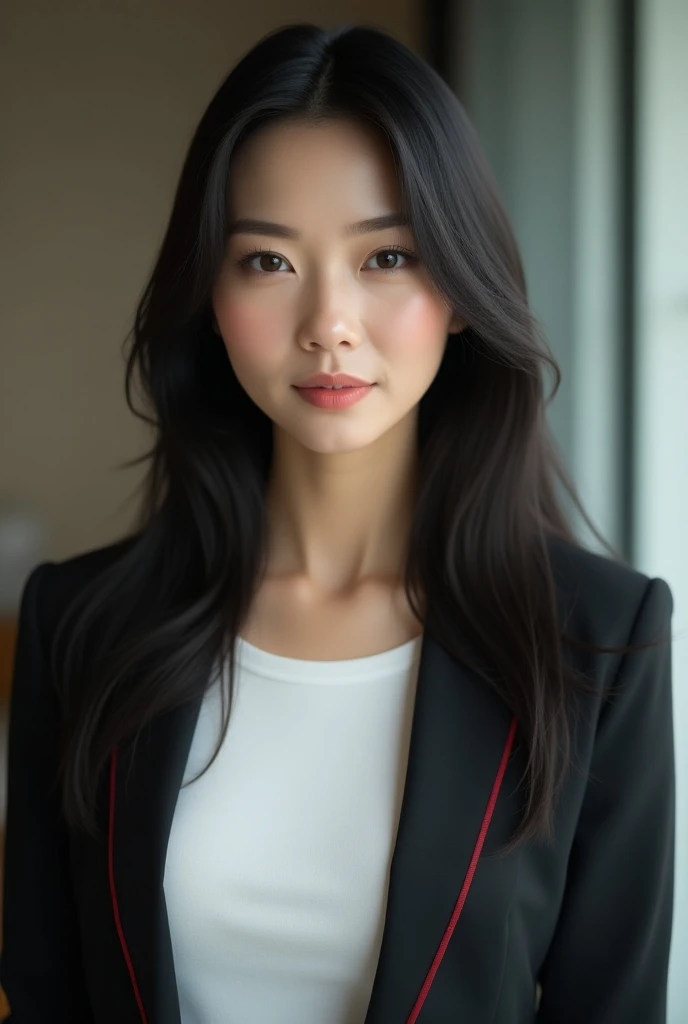  (  Masterpiece、 Good image quality 、 Measurement ),   Japanese women have a mature and realistic look.、30 years old、  Super cute  、  beautiful face  、  Upper Body  、,   skin soft to the touch  ,  Perfect face  、  Beautiful black straight long hair   、(8k ...