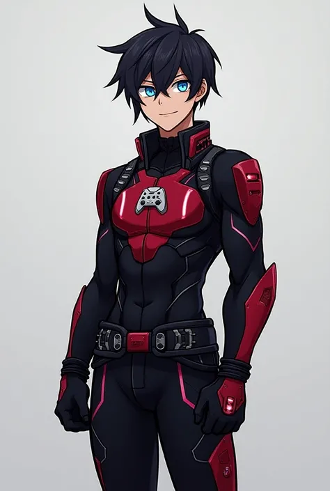 Kaito is a tall and athletic teenager with short, slightly messy black hair and muscular body. Her eyes are bright blue, demonstrates sharp focus and strategic intelligence. His expression is often serious and calculating., but he has a small smile when he...