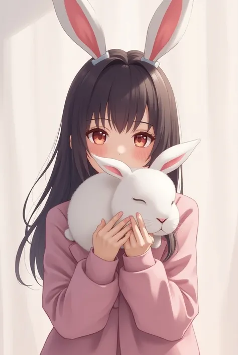 Anime girl with bunny ears holding a white rabbit, artwork in the style of Gu Weiss, Gu Weiss, by Yanjun Cheng, inspired by Yanjun Cheng, author：The J, Gu Weiss on pixiv artstation, Gu Weiss on artstation pixiv, Bunny Girl, ultrarealistic sweet Bunny Girl,...