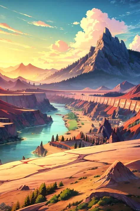 Ancient Chinese scenery, mountains, rivers, auspicious clouds, sunshine, masterpieces, super detail, epic composition, ultra HD, high quality, extremely detailed, official art, unified 8k wallpaper, Super detail, 32k -- v 6 female furry winx club style